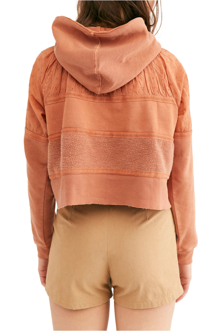 Free People Piper Pieced Crop Pullover Hoodie Top