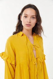 Urban Outfitters Claudia Crinkle Tie-Front Babydoll Top