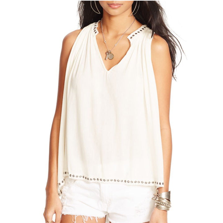 Denim & Supply Ralph Lauren Studded Ivory Blouse Top S