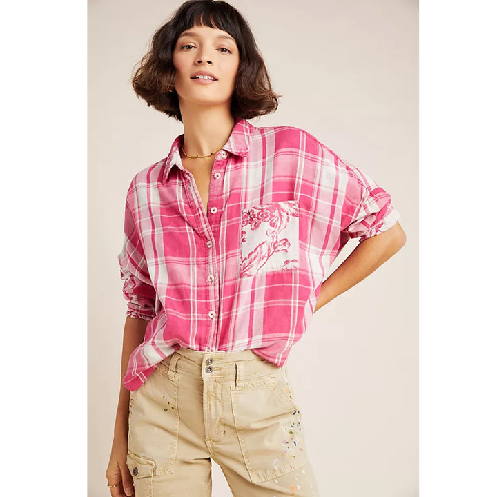 Pilcro and The Letterpress Anthropologie Bo Boyfriend Buttondown Top