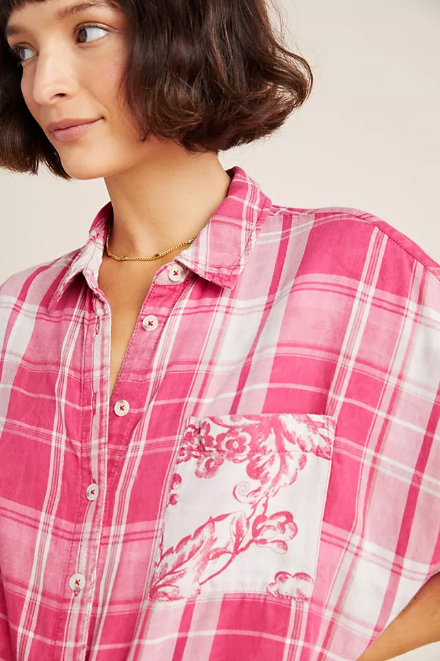 Pilcro and The Letterpress Anthropologie Bo Boyfriend Buttondown Top