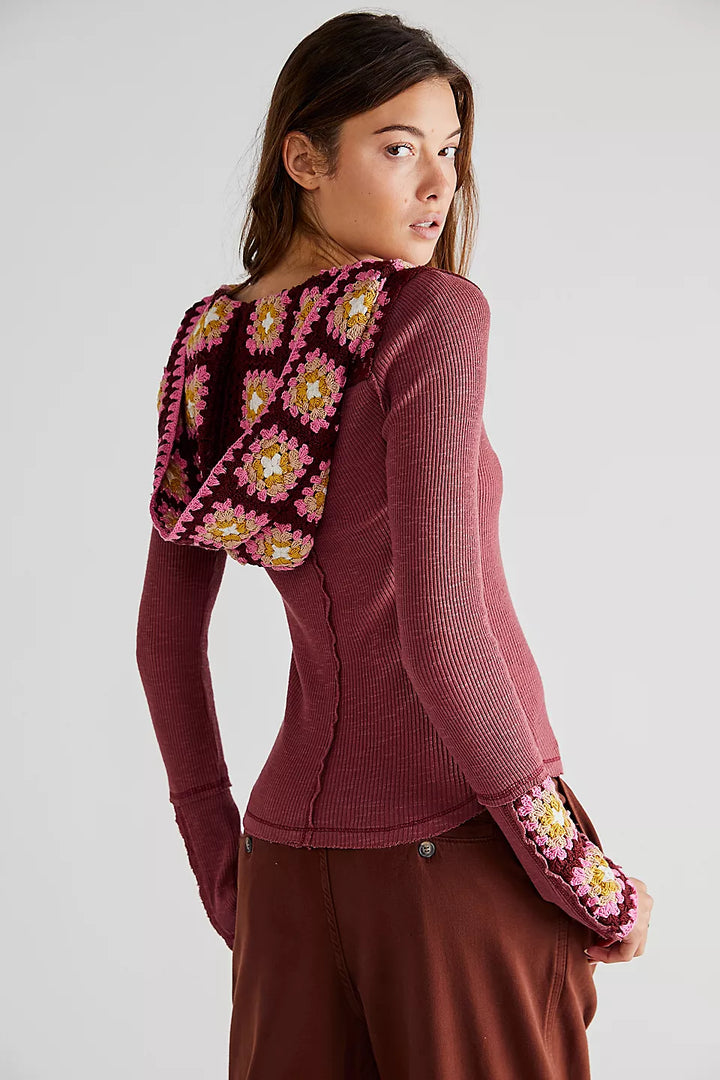 Free People Roswell Cuff Blouse Top