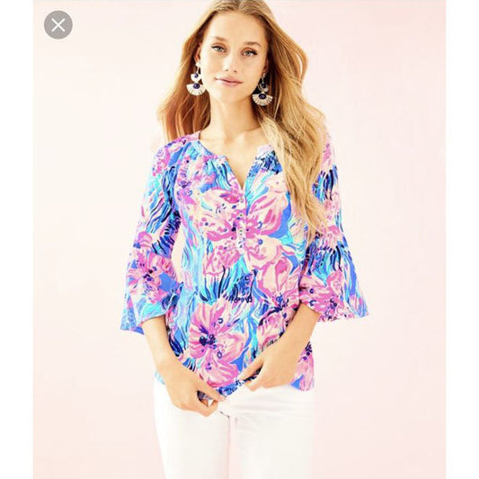 Lilly Pulitzer Teigen Floral Printed Blouse Top