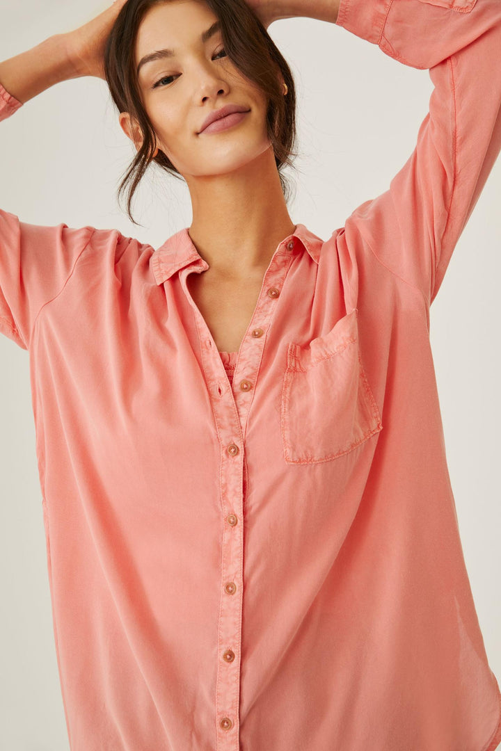 Pilcro And The Letterpress Anthropologie Sleek Buttondown Tunic Top