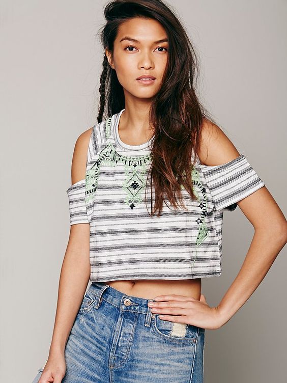 Free People FP New Romantics Tropicali Tee Crop Top