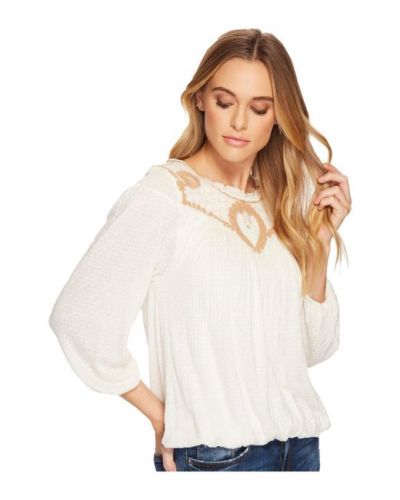 Free People Begonia Tee Embroidered Blouse Top