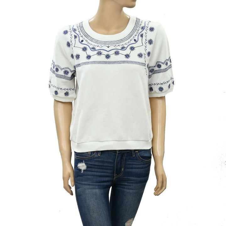 Daily Practice by Anthropologie Lou Embroidered Lounge Top