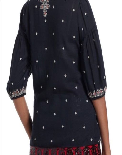 Vanessa Virginia Anthropologie Embroidered Stitched Medallions Top