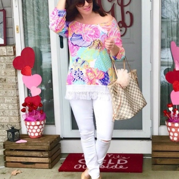 Lilly Pulitzer Alia Fringe Tunic Top