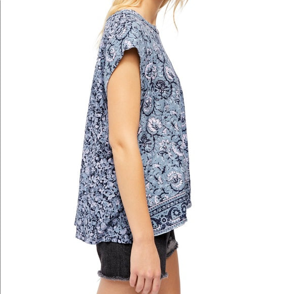 Free People High Tide Printed Blouse Top