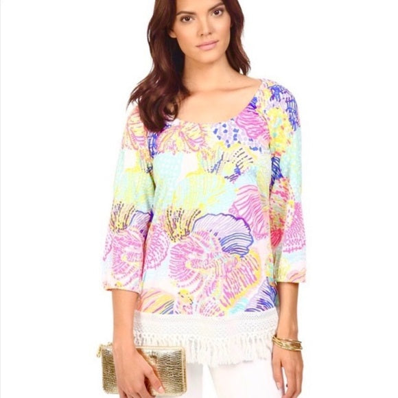 Lilly Pulitzer Alia Fringe Tunic Top
