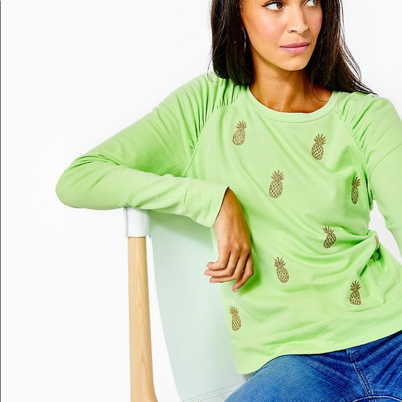 Lilly Pulitzer Pineapple Aldean Sweatshirt Pullover Top