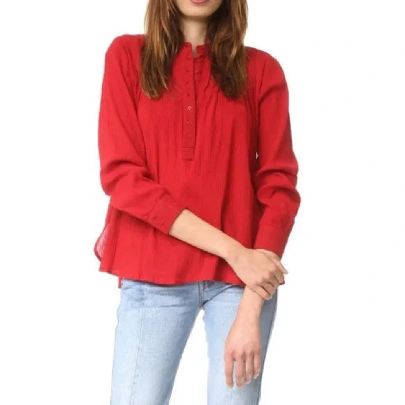 The Great Red Pintuck Blouse Top