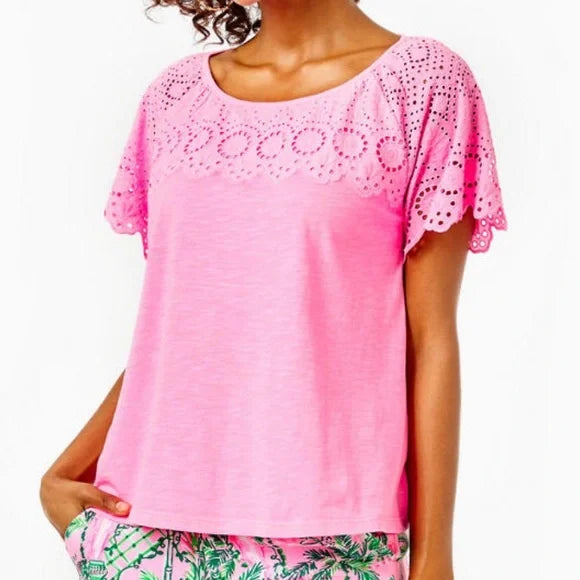 Lilly Pulitzer Taylinn Eyelet Blouse Top