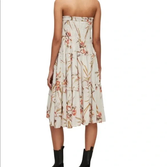 AllSaints Ellie Dorado Smocked Tube Midi Convertible Skirt Dress