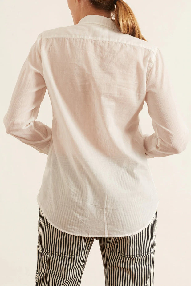 Nili Lotan Cotton Voile NL Buttondown Shirt Blouse Top S