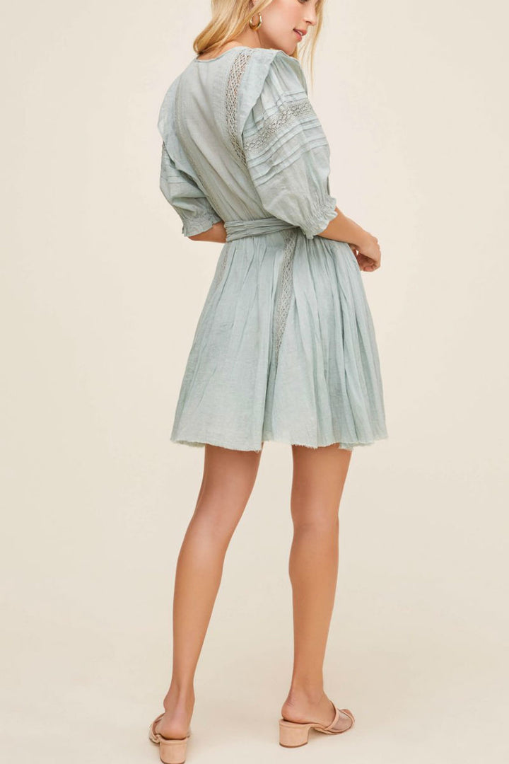 ASTR The Label Remedy Lace Trim Buttondown Mini Dress XS