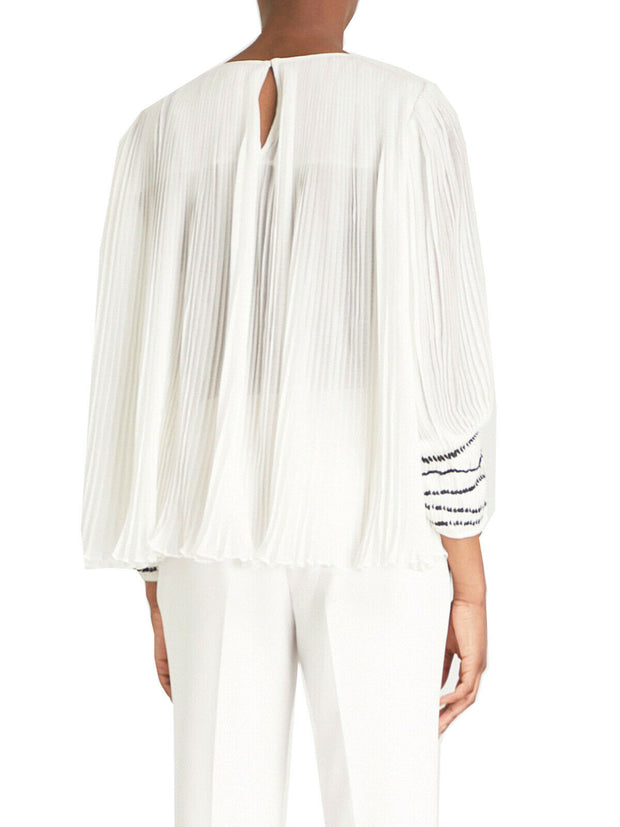 Reiss Off White Deniz-Sequin Pleated Blouse Top