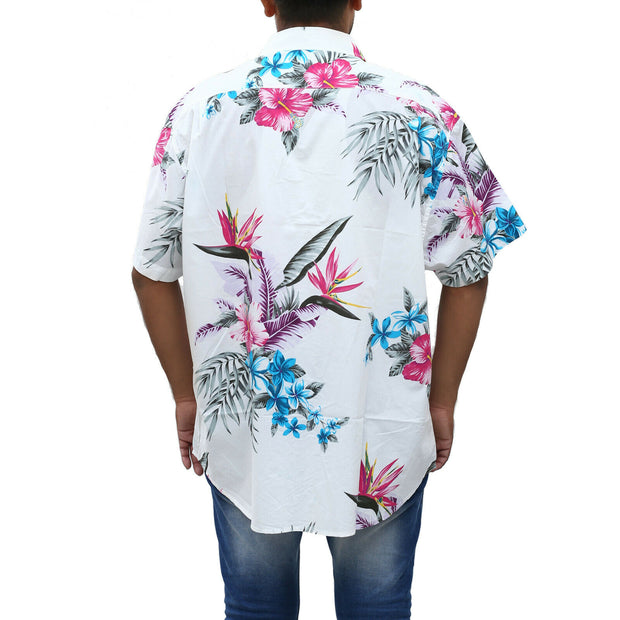 BONOBOS Riviera Slim Fit White HAWAIIAN Floral Printed Men's Shirt M