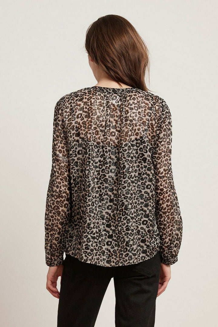 Velvet by Graham & Spencer Anthropologie Peyton Leopard Blouse Top S