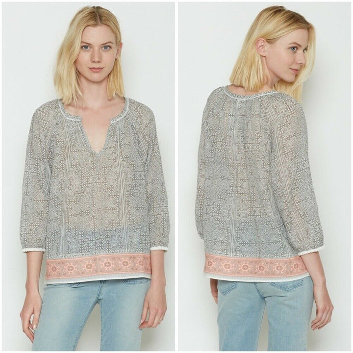 Joie Cherree Printed Embroidered Tunic Top XS