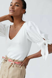 Maeve Anthropologie Puff-Sleeved Blouse Top