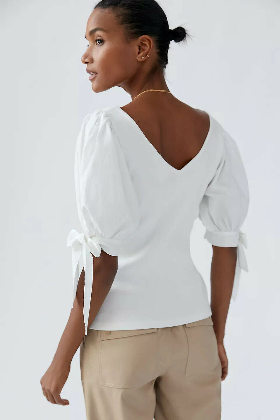 Maeve Anthropologie Puff-Sleeved Blouse Top