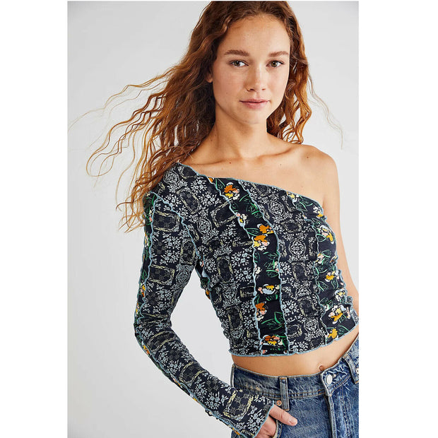 Free People Flower Fields Patchwork Blouse Top