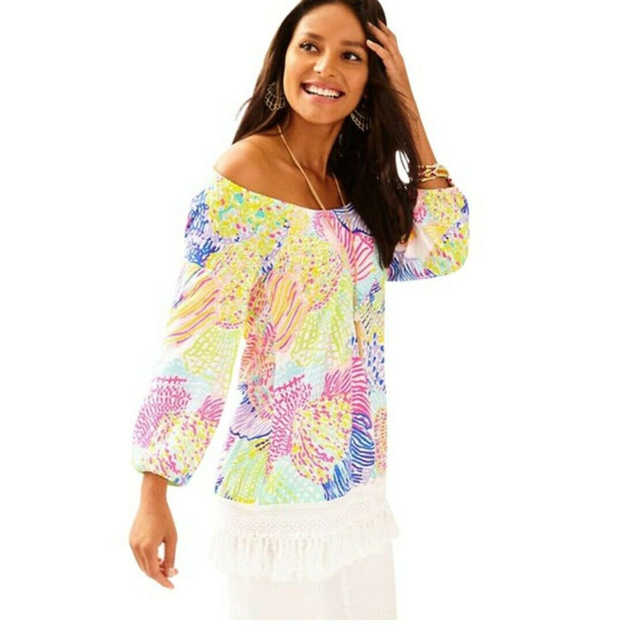 Lilly Pulitzer Alia Fringe Tunic Top