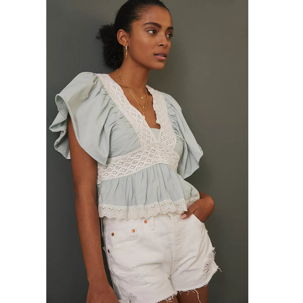 Anthropologie Delicate Babydoll Blouse Top