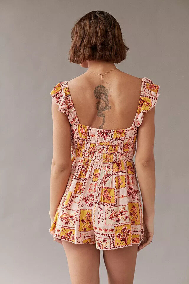 Urban Outfitters UO Rockaway Smocked Romper Dress