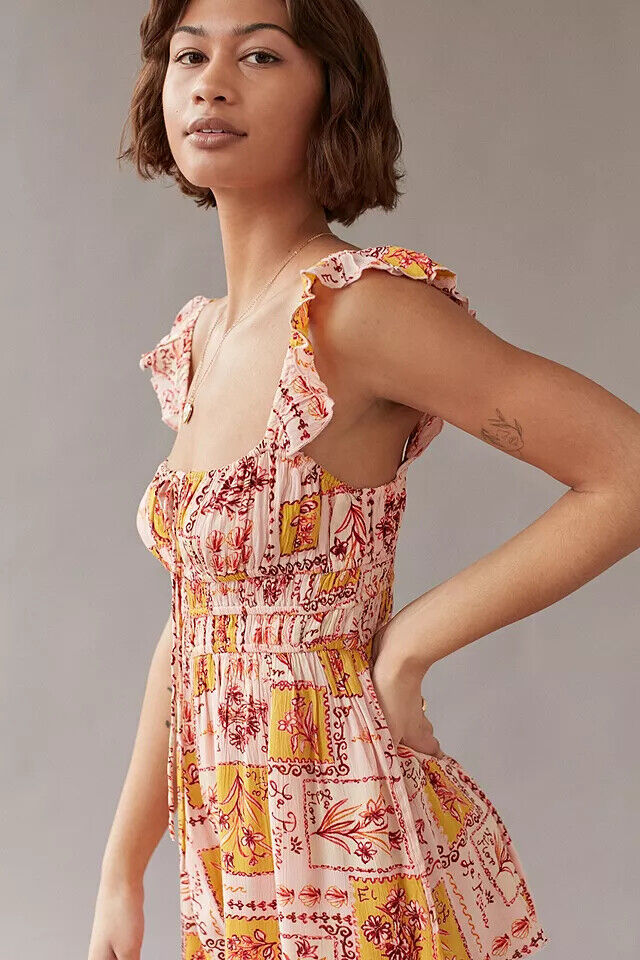 Urban Outfitters UO Rockaway Smocked Romper Dress