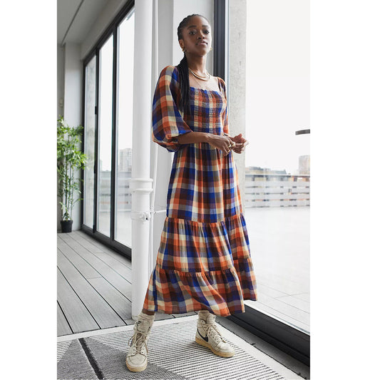 Urban Outfitters UO Lottie Strappy Check Print Midi Dress