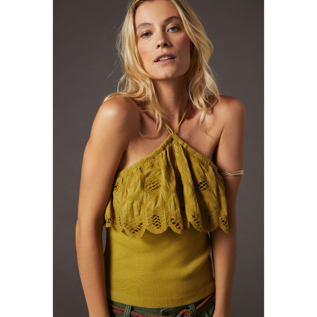 Anthropologie Ruffled Halter Tank Blouse Top