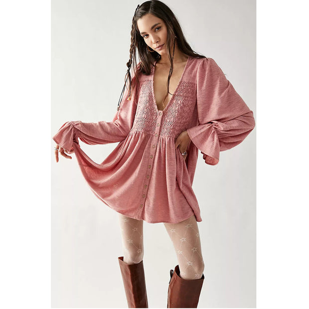 Free People Don't Call Me Baby Thermal Tunic Dress
