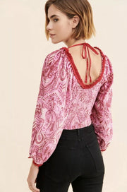 Free People Dare Me Velvet Blouse Top S