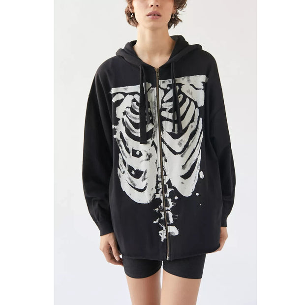 Urban Outfitters UO Skeleton 拉链运动衫夹克上衣