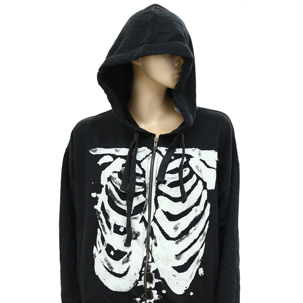 Urban Outfitters UO Skeleton Zip-Up Sweatshirt Jacket Top