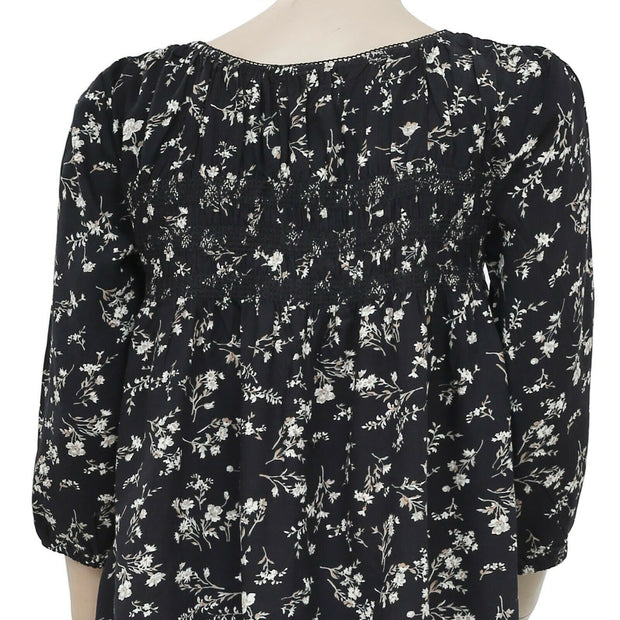 Denim & Supply Ralph Lauren Printed Buttondown Blouse Black Top L