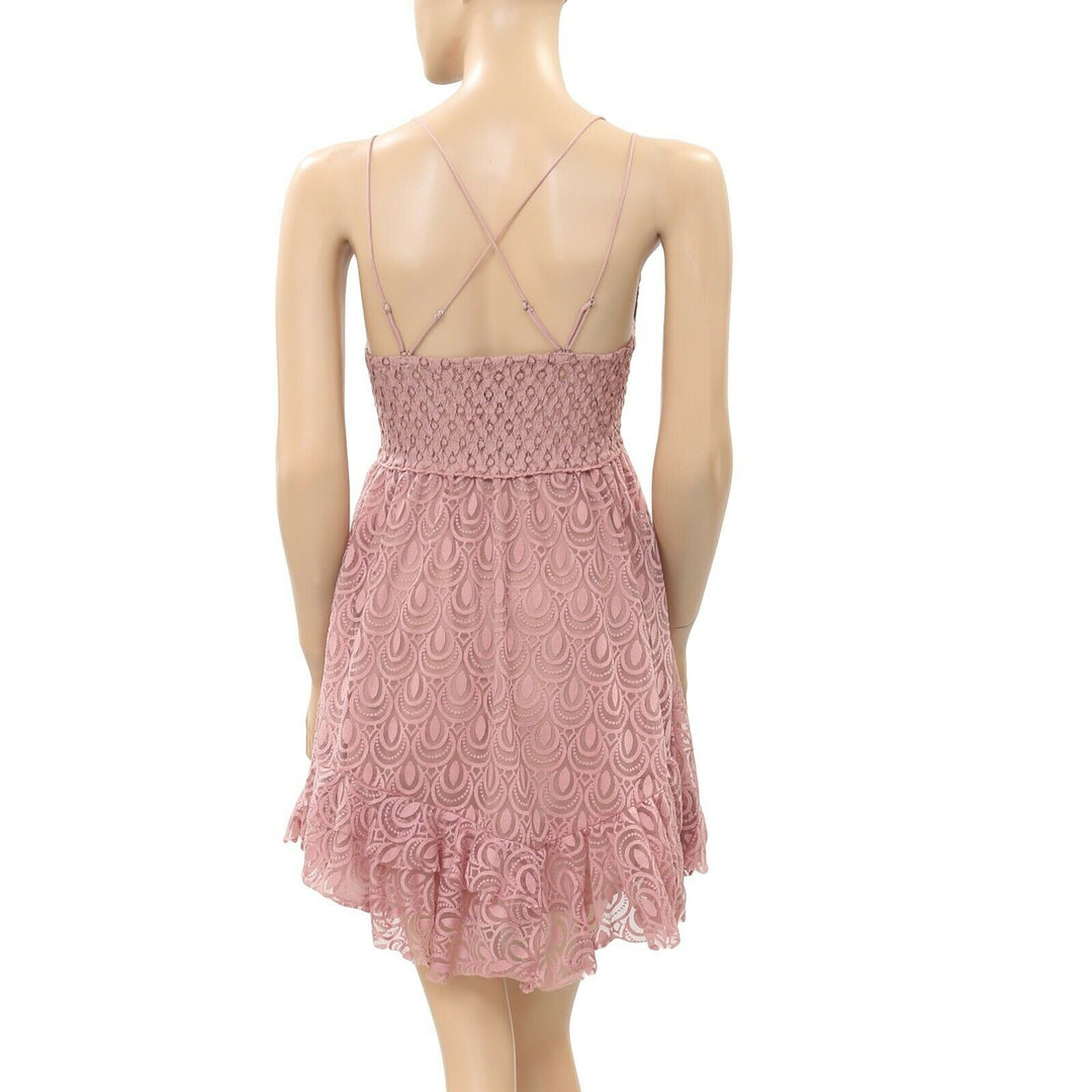 Free People NWT Adella Slip hotsell Dress FP One Mini Boho Sleeveless Lace Rose Sm New