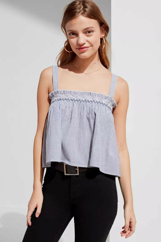 Urban Outfitters UO Striped Printed Smocked Tank Top
