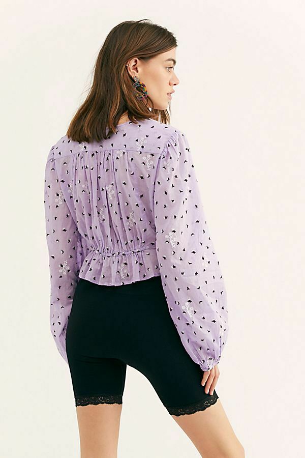 Free People La Rose Embroidered Blouse Top