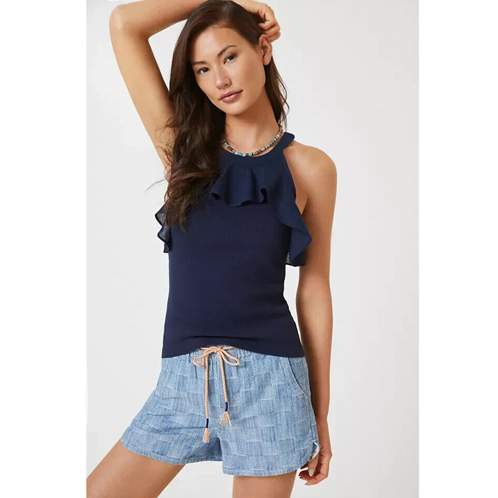 Anthropologie Maeve Ruffled Rib Halter Tank Blouse Top