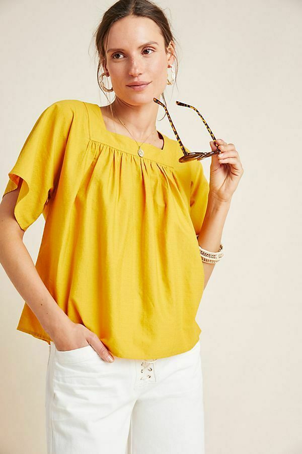 Frye x Anthropologie Marin Yellow Blouse Top