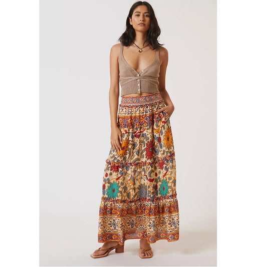 Anthropologie Love The Label Printed Maxi Skirt