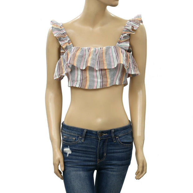 Tularosa Penelope Multi Striped Printed Cropped Top S