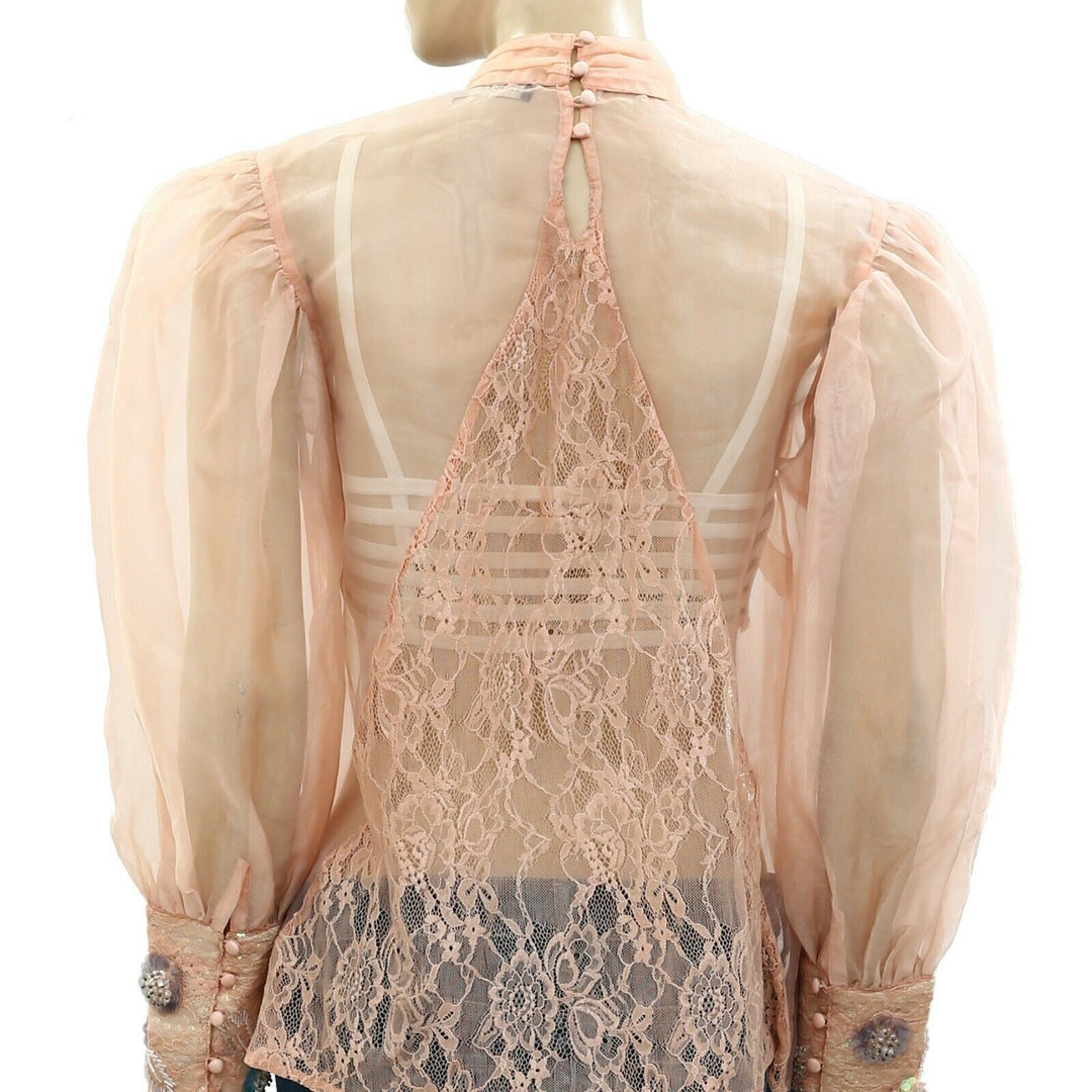 Uterque zara Sequin Embellished Sheer Blouse Top