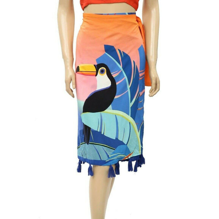 Farm Rio Anthropologie Tuca Tropicalia Mooring Midi Skirt