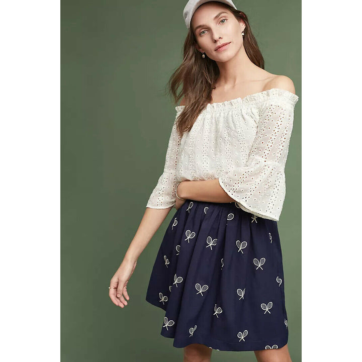 Floreat Anthropologie Off The Shoulder Eyelet Blouse Top