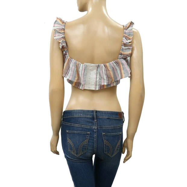 Tularosa Penelope Multi Striped Printed Cropped Top S